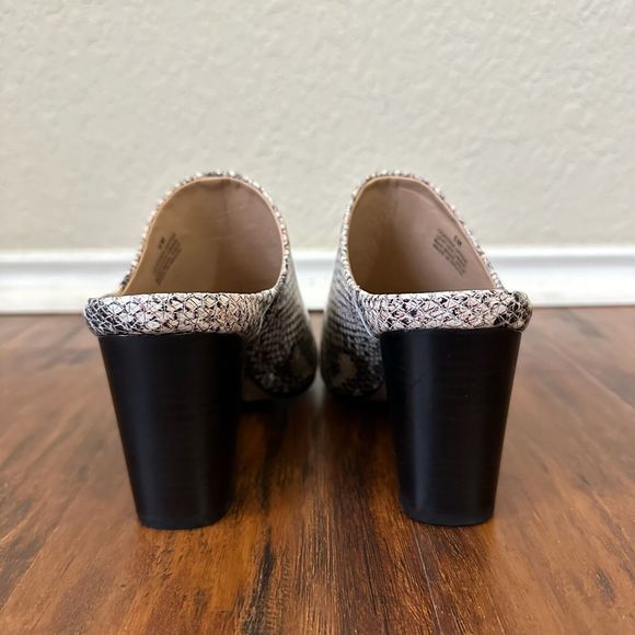 ABLE Snakeskin Leather Block Heeled Mules Pointed-Toe BRAZIL MADE - Picture 6 of 10